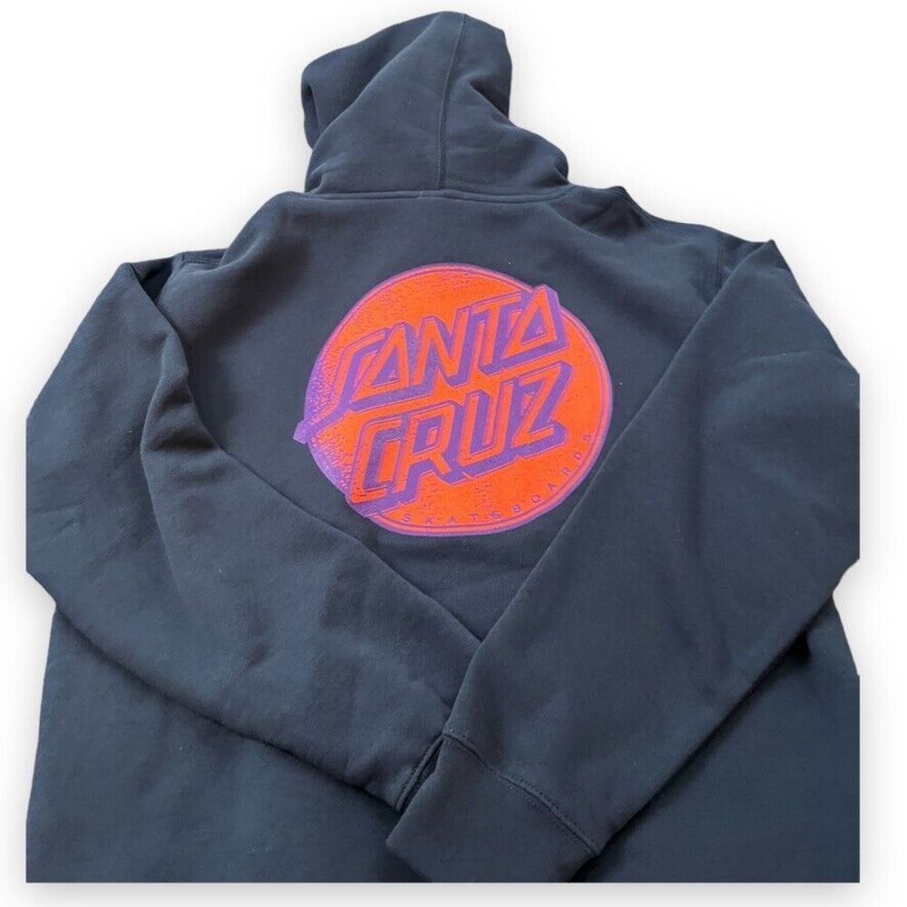Santa Cruz Dot Hoodie Men Medium Gray Slate Contra Distress Logo Kangaroo Skater
